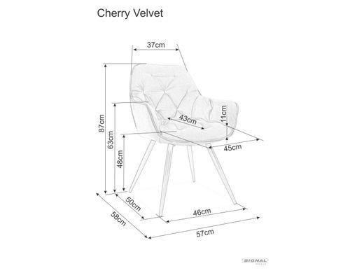 Крісло CHERRY Velvet Signal Синій фотографія