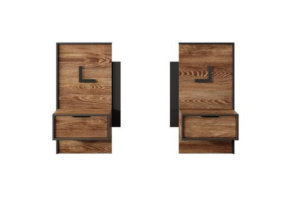 Тумбы прикроватные с подсветкой Perfect Home Милтон / Milton с 2 ящиками 1S/49 Каштан/антрацит фотография
