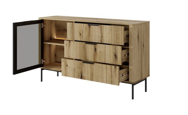 Комод с подсветкой Perfect Home Уилсон / Wilson 1-дверный с 3 ящиками 1D3S/138 Дуб эвок фотография