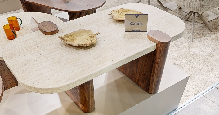 Журнальный столик CANOA 120x70 Halmar травертин/орех фотография