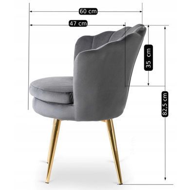 Стілець оксамитовий MEBEL ELITE VIOLA Velvet Сірий/золото фотографія