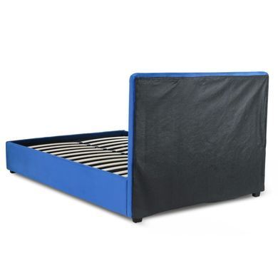 Кровать двуспальная бархатная MEBEL ELITE CROS Velvet 160x200 см Синий фотография