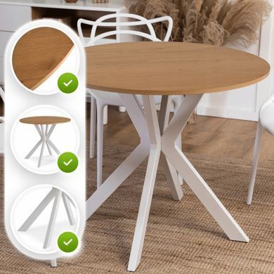Стіл MEBEL ELITE LAUREN 90X90 дуб золотий / білий фотографія