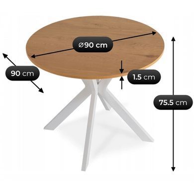 Стіл MEBEL ELITE LAUREN 90X90 дуб золотий / білий фотографія