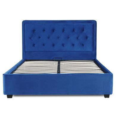Кровать двуспальная бархатная MEBEL ELITE CROS Velvet 160x200 см Синий фотография