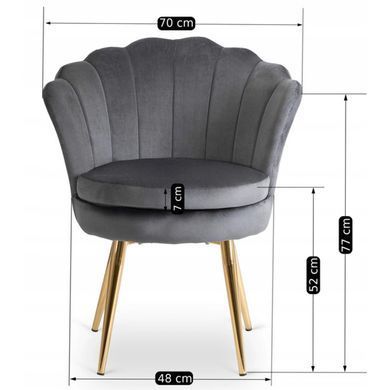 Стілець оксамитовий MEBEL ELITE VIOLA Velvet Сірий/золото фотографія