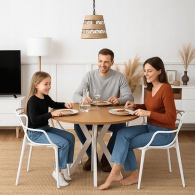 Стіл MEBEL ELITE LAUREN 90X90 дуб золотий / білий фотографія