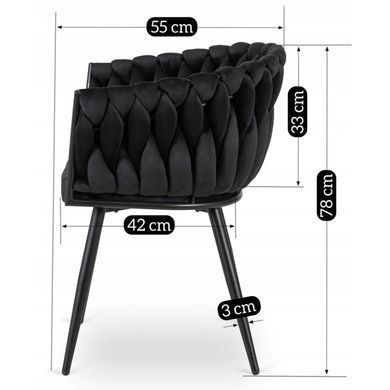 Стілець оксамитовий MEBEL ELITE ELENA Velvet Чорний фотографія