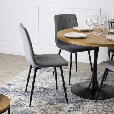 Стіл круглий MEBEL ELITE LINO 100 см Дуб золотий / чорний фотографія