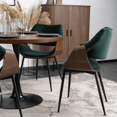 Стілець оксамитовий MEBEL ELITE DAKOTA Velvet, Зелений / горіховий фотографія