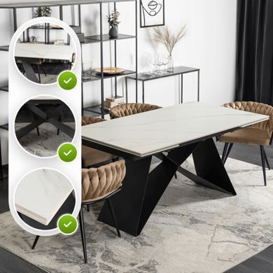 Стіл розкладний MEBEL ELITE VICTOR 160(240)х90 см Білий/ чорний фотографія