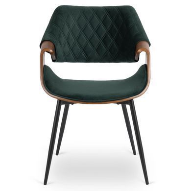 Стілець оксамитовий MEBEL ELITE DAKOTA Velvet, Зелений / горіховий фотографія