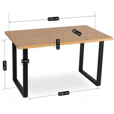 Комплект стіл MEBEL ELITE GLOS 135х80 см Дуб Золотий / Чорний +4 стільці PERU 2 Сірий фотографія