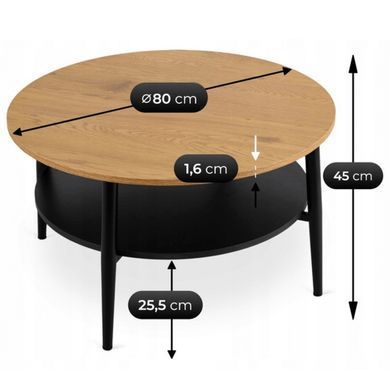Журнальный столик MEBEL ELITE PAULO MAX 80x80 Дуб/черный фотография