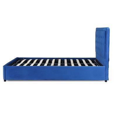 Кровать двуспальная бархатная MEBEL ELITE CROS Velvet 160x200 см Синий фотография