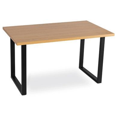 Комплект стіл MEBEL ELITE GLOS 135х80 см Дуб Золотий / Чорний +4 стільці PERU 2 Сірий фотографія