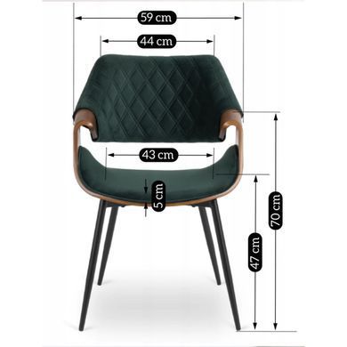 Стілець оксамитовий MEBEL ELITE DAKOTA Velvet, Зелений / горіховий фотографія