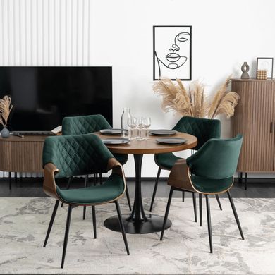 Стілець оксамитовий MEBEL ELITE DAKOTA Velvet, Зелений / горіховий фотографія