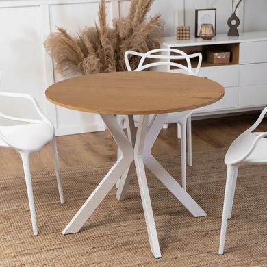 Стіл MEBEL ELITE LAUREN 90X90 дуб золотий / білий фотографія