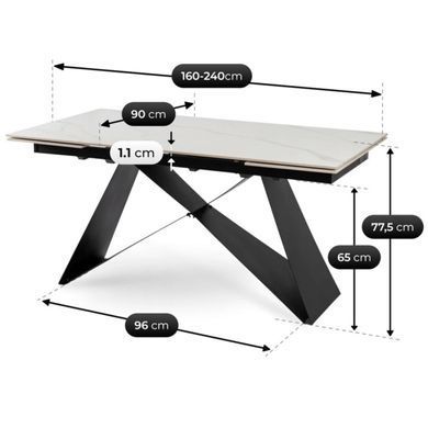 Стіл розкладний MEBEL ELITE VICTOR 160(240)х90 см Білий/ чорний фотографія