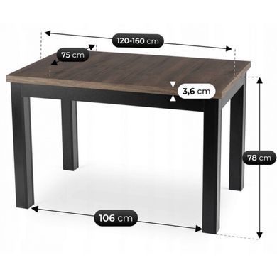 Стіл розкладний MEBEL ELITE SKUBI 120(160)х75 см Горіх / чорний фотографія
