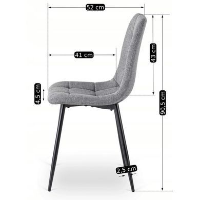 Комплект стіл MEBEL ELITE GLOS 135х80 см Дуб Золотий / Чорний +4 стільці PERU 2 Сірий фотографія