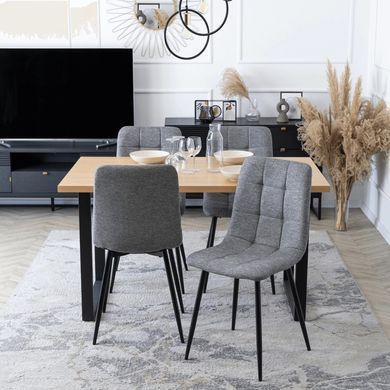 Комплект стіл MEBEL ELITE GLOS 135х80 см Дуб Золотий / Чорний +4 стільці PERU 2 Сірий фотографія