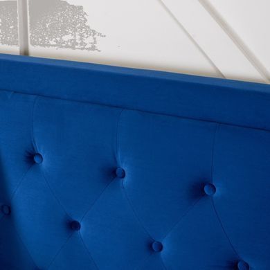 Кровать двуспальная бархатная MEBEL ELITE CROS Velvet 160x200 см Синий фотография