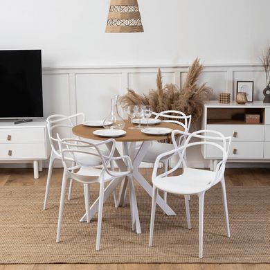 Стіл MEBEL ELITE LAUREN 90X90 дуб золотий / білий фотографія