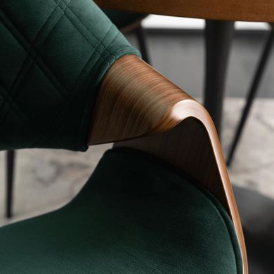 Стілець оксамитовий MEBEL ELITE DAKOTA Velvet, Зелений / горіховий фотографія