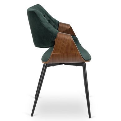 Стілець оксамитовий MEBEL ELITE DAKOTA Velvet, Зелений / горіховий фотографія