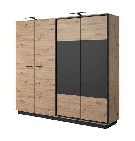 Шкаф для одежды Perfect Home Нест / Nest 4-дверный 4D/220 Дуб артизан/антрацит фотография