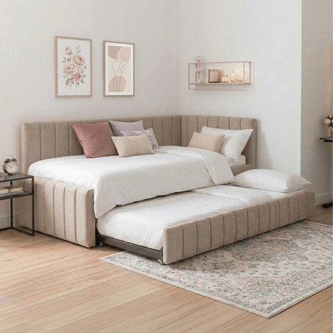 Кровать 90x200 MEBEL ELITE VILLEMO Velvet Беж фотография
