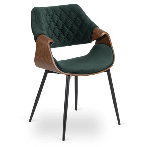 Стул бархатный MEBEL ELITE DAKOTA Velvet, Зеленый / ореховый фотография