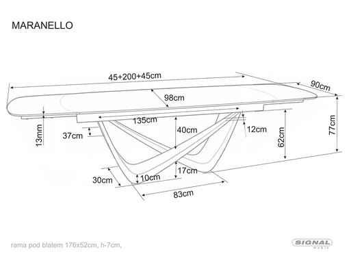 Розкладний Стіл MARANELLO CERAMIC Signal 200(290)X98 Глянцевий білий/мідний фотографія