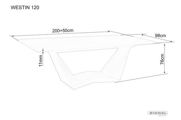 Стіл розкладний BONUCCI CERAMIC Signal 200(250)x98 Чорний Мармур / Горіх фотографія