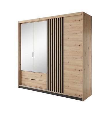 Шафа напівкупе для одягу Perfect Home Таллі / Tally 4-дверна з дзеркалом 4D2S/220 Дуб артизан/антрацит фотографія