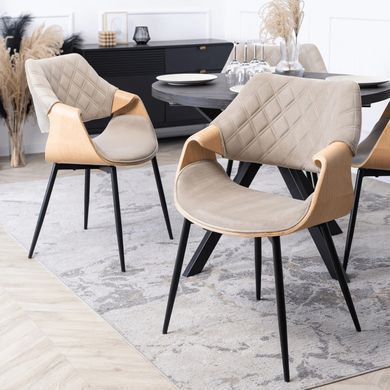 Стілець оксамитовий MEBEL ELITE DAKOTA Velvet, Дуб золотий / Беж фотографія