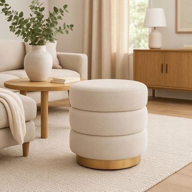 Пуф MEBEL ELITE AURA Velvet Крем фотографія