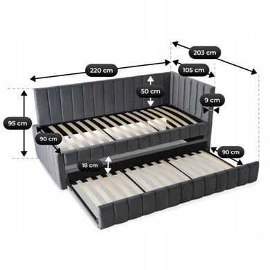 Кровать 90x200 MEBEL ELITE VILLEMO Velvet Серый фотография
