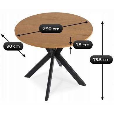Стіл MEBEL ELITE LAUREN 90X90 дуб золотий / чорний фотографія