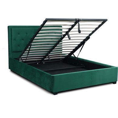 Ліжко двоспальне оксамитове MEBEL ELITE CROS Velvet 160x200 см Зелений фотографія