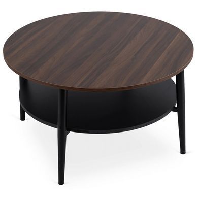 Журнальний столик MEBEL ELITE PAULO MAX 80x80 Горіх/чорний фотографія