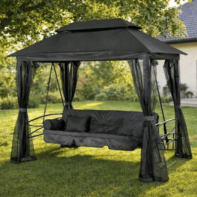 Садова гойдалка з москітною сіткою Mebel Elit CARMEN 237x150x256 см Сірий