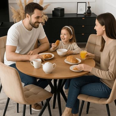 Стіл MEBEL ELITE LAUREN 90X90 дуб золотий / чорний фотографія