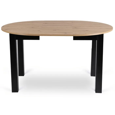 Комплект стіл розкладний MEBEL ELITE HARRY 102(142)х102 см Дуб Артизан/ Чорний +4 стільці DALVIN чорна екошкіра фотографія