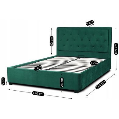 Ліжко двоспальне оксамитове MEBEL ELITE CROS Velvet 160x200 см Зелений фотографія