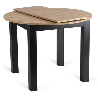 Комплект стіл розкладний MEBEL ELITE HARRY 102(142)х102 см Дуб Артизан/ Чорний +4 стільці DALVIN чорна екошкіра фотографія