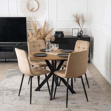 Стіл MEBEL ELITE LAUREN 90X90 дуб золотий / чорний фотографія