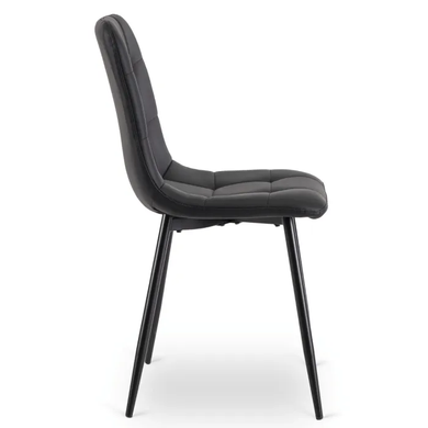 Комплект стіл розкладний MEBEL ELITE HARRY 102(142)х102 см Дуб Артизан/ Чорний +4 стільці DALVIN чорна екошкіра фотографія